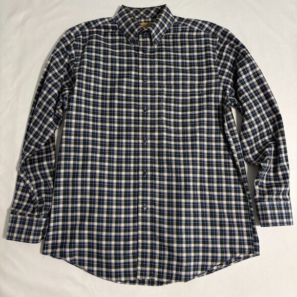 Roundtree & Yorke Gold Label M Blue Green Plaid Perfect Performance Non-Iron - Picture 4 of 10